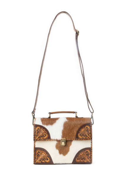 Dakota Dusk Handtooled Bag in Saddle Dust & Moonlight