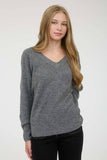 V Neck Long Sleeve Knit Sweater