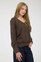 V Neck Long Sleeve Knit Sweater