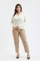 Plus Collard Gold Snap Long Sleeve