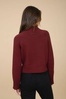 Mock Neck Long Sleeve Knit Cropped Sweater