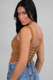 JESSIE Embroidered Western Suede Corset Bustier Top Vest