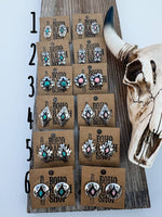 Western Hand Stone Aztec Post Earrings