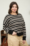Plus Stripe Front Seam Sweater
