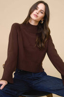 Mock Neck Long Sleeve Knit Cropped Sweater