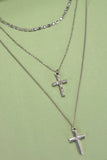 Multi Layer Double Cross Rhinestone Necklace