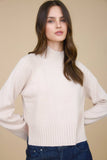 Mock Neck Long Sleeve Knit Cropped Sweater