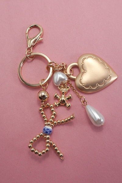 Bow, Heart, Teddy Bear Pearl Bag Charm