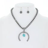 Western Naja Pendant Pearl Beaded Necklace Set