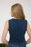 V-Neck Sleeveless Button Down Denim Vest