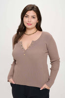 Plus Long Sleeve Henley Top