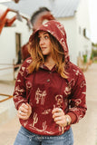 Burgundy Western Desert Hoodie Sweatshirt