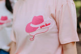 Cowgirl Hat Embroidery Tee - Pink
