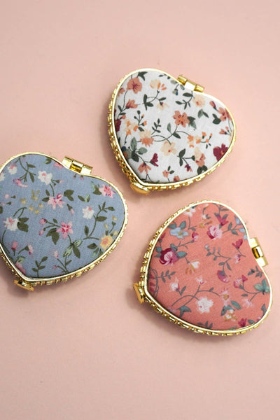 Travel Pocket Compact Floral Mirror