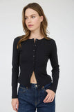 Ribbed Long Sleeve Button Known Knit Top