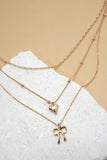 Multi Layer Bow/ Hear Charm Necklace
