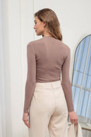 Mock Neck Long Sleeve Sweater Knit Top