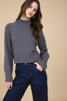 Mock Neck Long Sleeve Knit Cropped Sweater