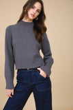 Mock Neck Long Sleeve Knit Cropped Sweater