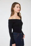 Off Shoulder Wrap Long Sleeve Knit Top
