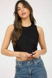 Lace Sleeveless Cropped Knit Tank