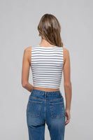 Stripe Round Neck Crop Top