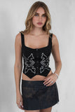 JESSIE Embroidered Western Suede Corset Bustier Top Vest