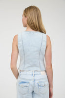 V-Neck Sleeveless Button Down Denim Vest