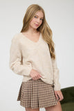 V Neck Long Sleeve Knit Sweater