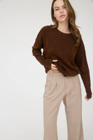 Plus Solid Crewneck Front Seam Sweater