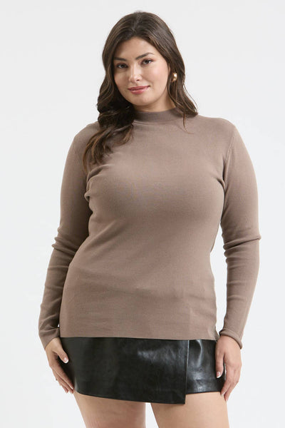 Plus Mock Neck Long Sleeve Top