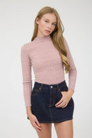 Stripe Floral Mock Neck Long Sleeve