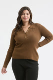 Plus Collard Gold Snap Long Sleeve