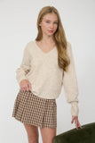 V Neck Long Sleeve Knit Sweater