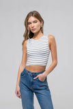 Stripe Round Neck Crop Top