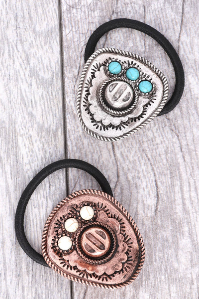 Western Stone Cowboy Hat  Decorative Hair Tie