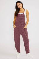 Casual Ribbed Sleeveless Jumpsuit with Pockets
