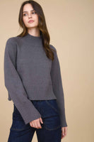 Mock Neck Long Sleeve Knit Cropped Sweater
