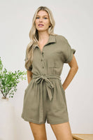 Collared Short Sleeve Romper