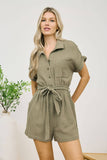 Collared Short Sleeve Romper