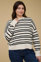 Plus Stripe Front Seam Sweater