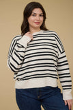 Plus Stripe Front Seam Sweater