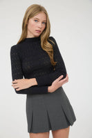 Stripe Floral Mock Neck Long Sleeve