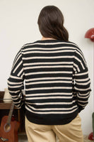 Plus Stripe Front Seam Sweater