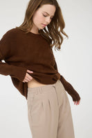 Plus Solid Crewneck Front Seam Sweater