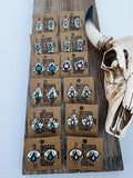 Western Hand Stone Aztec Post Earrings