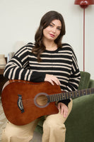 Plus Stripe Front Seam Sweater
