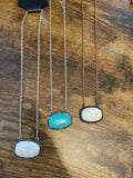 Oval Stone Chain Necklace