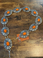 Stamped Oval Concho Belt with Stone