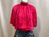 Smocked Neck Pleats Sleeve Top
